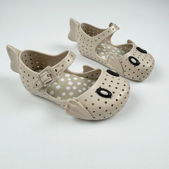 Mini Melissa Other - Mini Melissa Furadinha Fabula Beige Little Girl's Mary Jane Fish Jelly Shoes